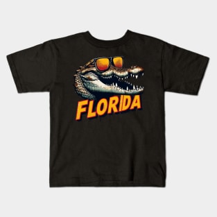 Florida Funny Alligator in Sunglasses Kids T-Shirt
